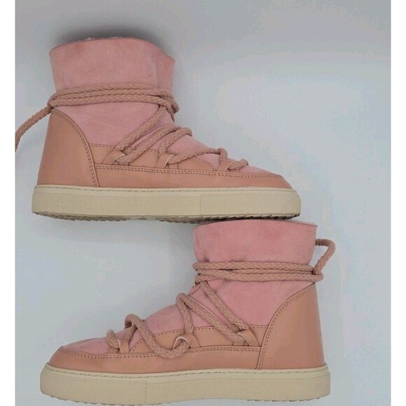 Inuikii Rose Pink Classic Sneaker Womens Size 9 Snow Shearling Boots Lace Up EUC - Picture 7 of 9